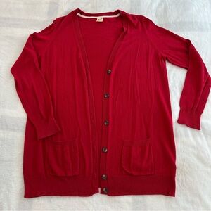 Women's Red V neck button up Cardigan Sweater with pockets, XXL
